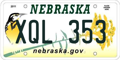 NE license plate XQL353