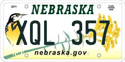 NE license plate XQL357