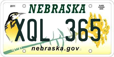 NE license plate XQL365