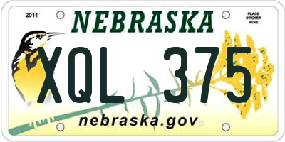 NE license plate XQL375