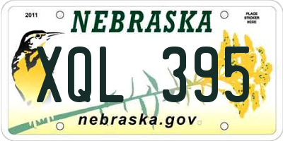 NE license plate XQL395