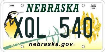 NE license plate XQL540