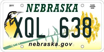NE license plate XQL638