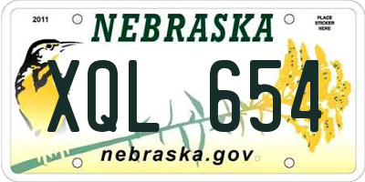 NE license plate XQL654