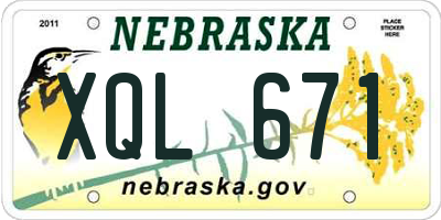 NE license plate XQL671