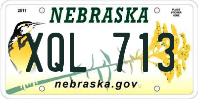 NE license plate XQL713