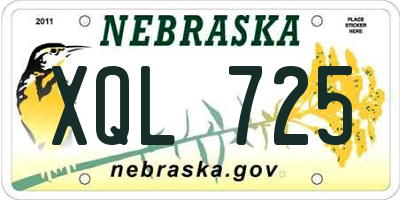 NE license plate XQL725