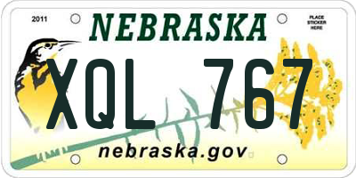 NE license plate XQL767