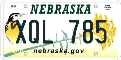 NE license plate XQL785