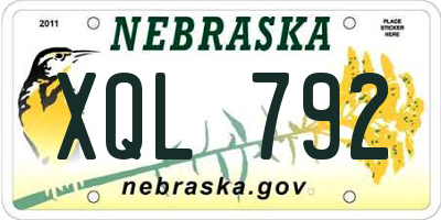 NE license plate XQL792