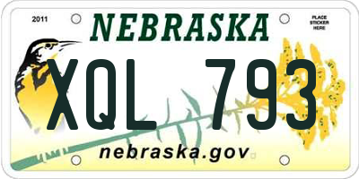 NE license plate XQL793