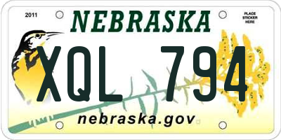 NE license plate XQL794