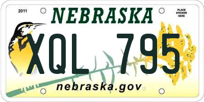 NE license plate XQL795