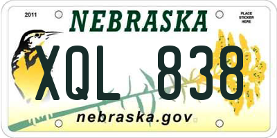 NE license plate XQL838