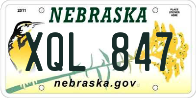 NE license plate XQL847