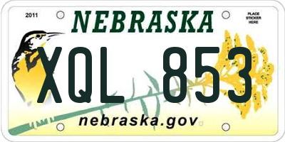 NE license plate XQL853