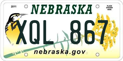 NE license plate XQL867