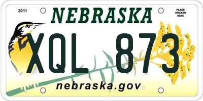 NE license plate XQL873