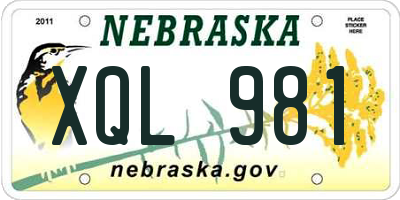 NE license plate XQL981