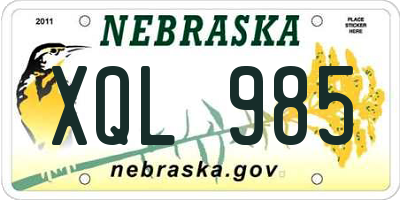 NE license plate XQL985