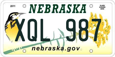 NE license plate XQL987