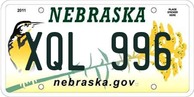 NE license plate XQL996