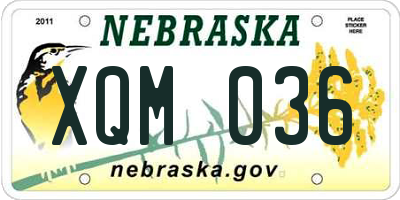 NE license plate XQM036