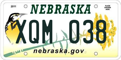NE license plate XQM038