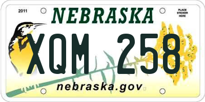 NE license plate XQM258