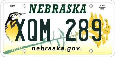NE license plate XQM289