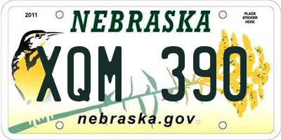 NE license plate XQM390