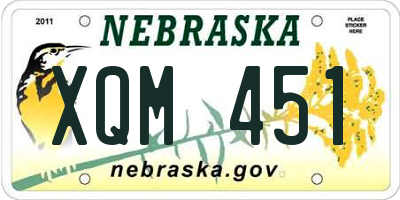 NE license plate XQM451