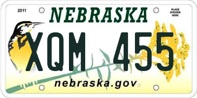 NE license plate XQM455