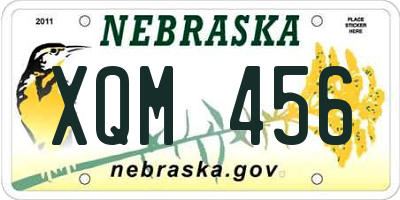 NE license plate XQM456