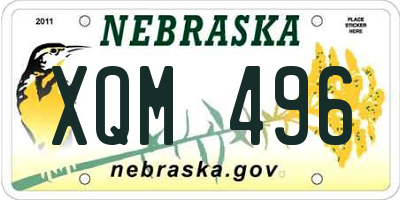 NE license plate XQM496