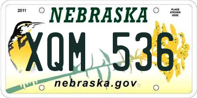 NE license plate XQM536
