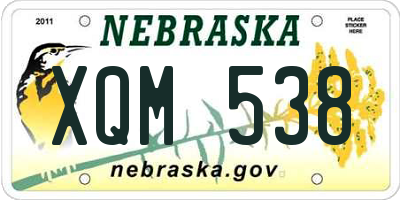 NE license plate XQM538