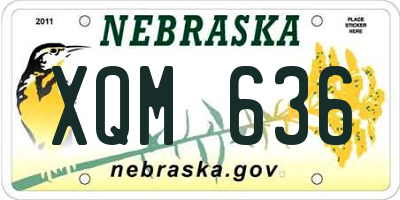 NE license plate XQM636