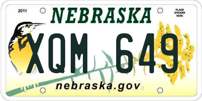 NE license plate XQM649