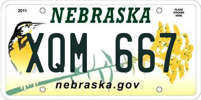 NE license plate XQM667