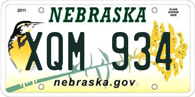 NE license plate XQM934