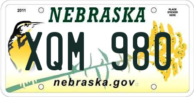 NE license plate XQM980
