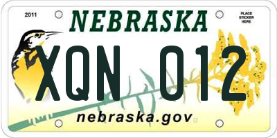 NE license plate XQN012