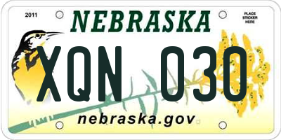 NE license plate XQN030
