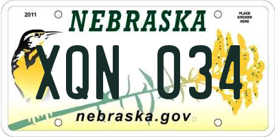 NE license plate XQN034