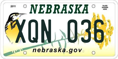 NE license plate XQN036