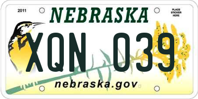 NE license plate XQN039