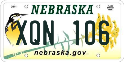 NE license plate XQN106