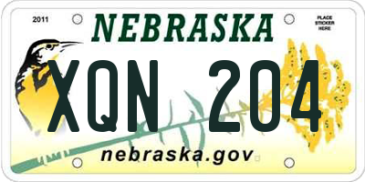 NE license plate XQN204