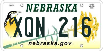 NE license plate XQN216
